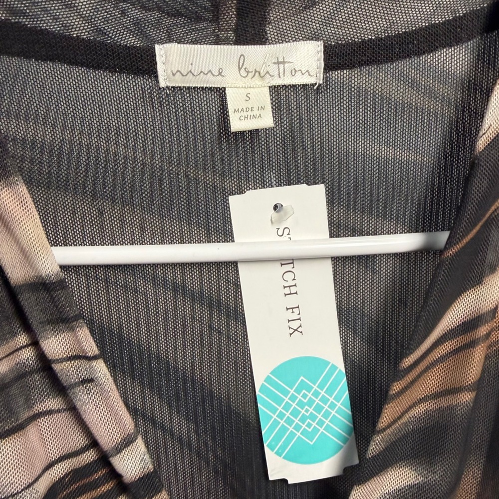Nine Britton Sleeveless Mesh Top Abstract Print V-Neck Surplice Blouse Small NWT - Picture 3 of 4
